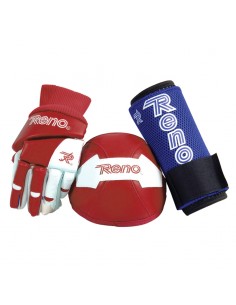 KIT RENO GUANTES _ RODILLERAS _ ESPINILLERA ROJO BLANCO...