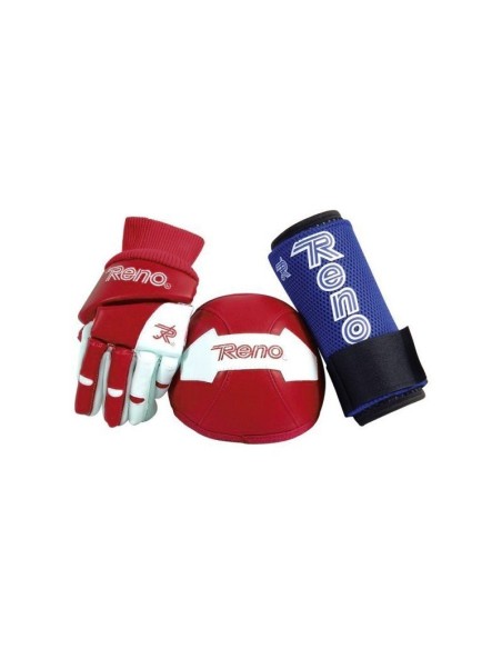 KIT RENO GUANTS _ GENOLLERES _ ESPINILLERA VERMELL BLANC BENJAMÍ4895