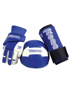 KIT RENO GUANTES + RODILLERAS + ESPINILLERA AZUL ROYAL-BLANCO-AL