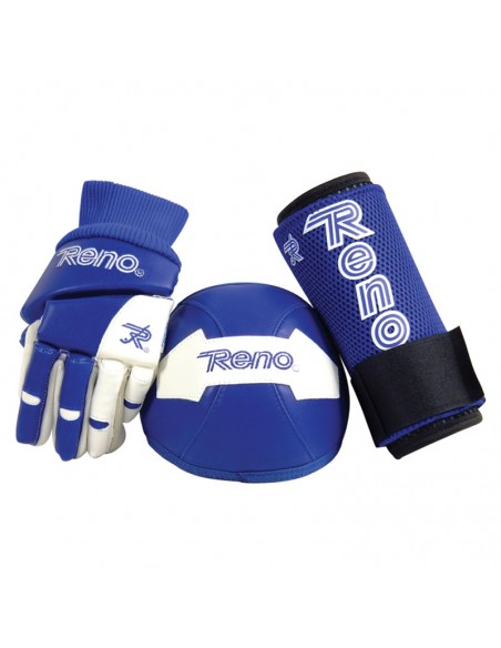 KIT RENO GUANTES + RODILLERAS + ESPINILLERA AZUL ROYAL-BLANCO-PR